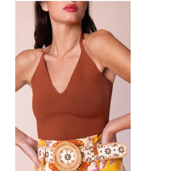 Cara Cara Knit Claudette Halter Top NWT In Rust - Picture 8 of 9